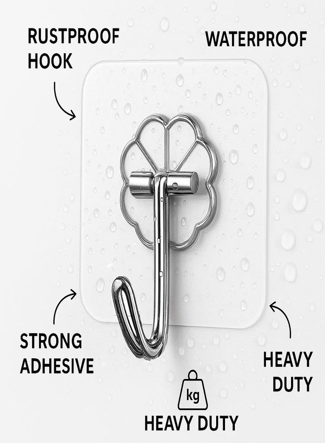 TerraToss Self Adhesive Wall Hooks [10 Pcs] | Wall Hooks for Hanging | Hooks for Wall Heavy Items | Transparent Waterproof Wall Hooks for Bathroom, Kitchen, Door, Tile (10) - Image 2